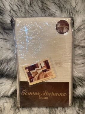Tommy Bahama Neutral Cream Blanket Stripe Euro Sham New